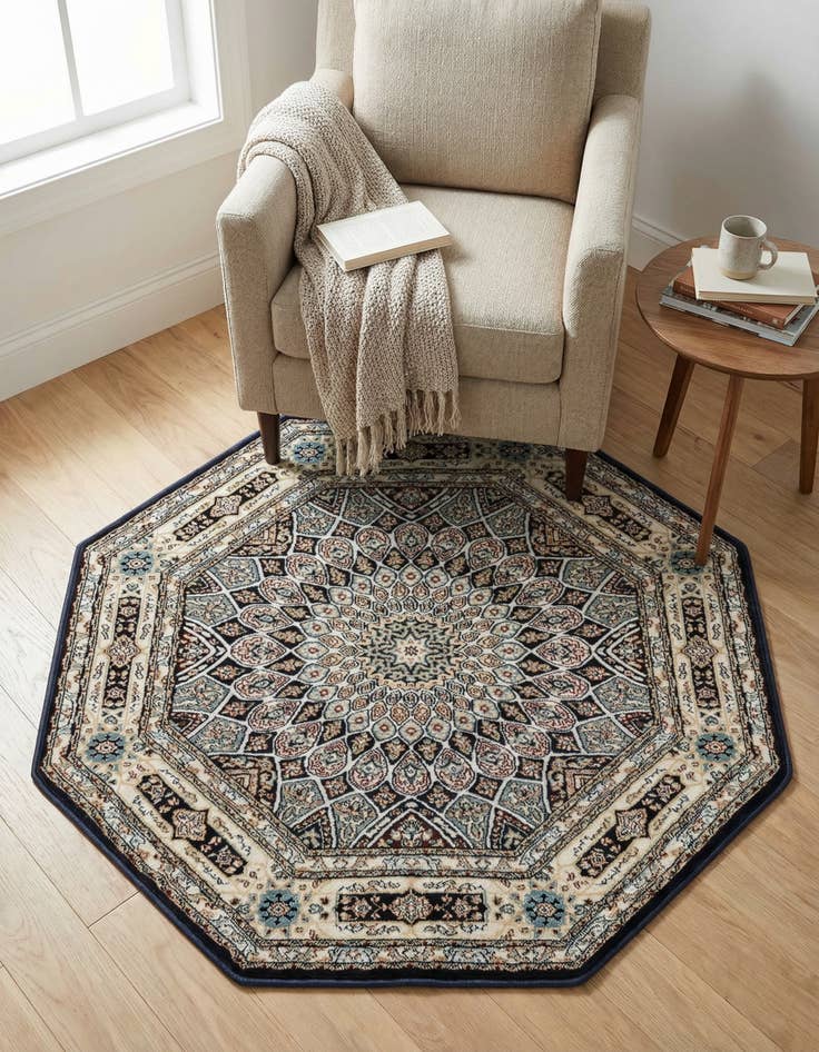 Detail image of 3' x 3' Nain Design Octagon Rug