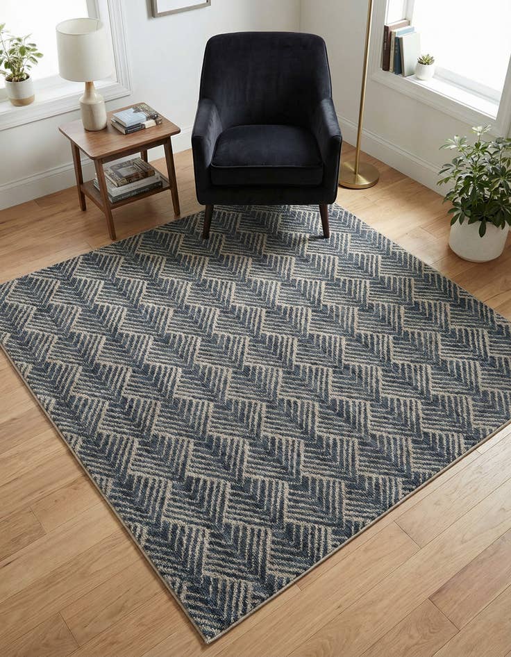 Detail image of  5' 3 x 5' 3 Eco Trellis Square Rug