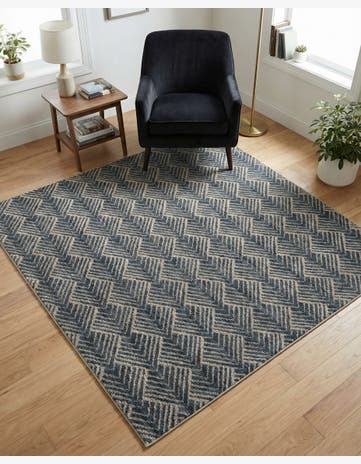 Harbor Blue Eco Trellis Square Rug