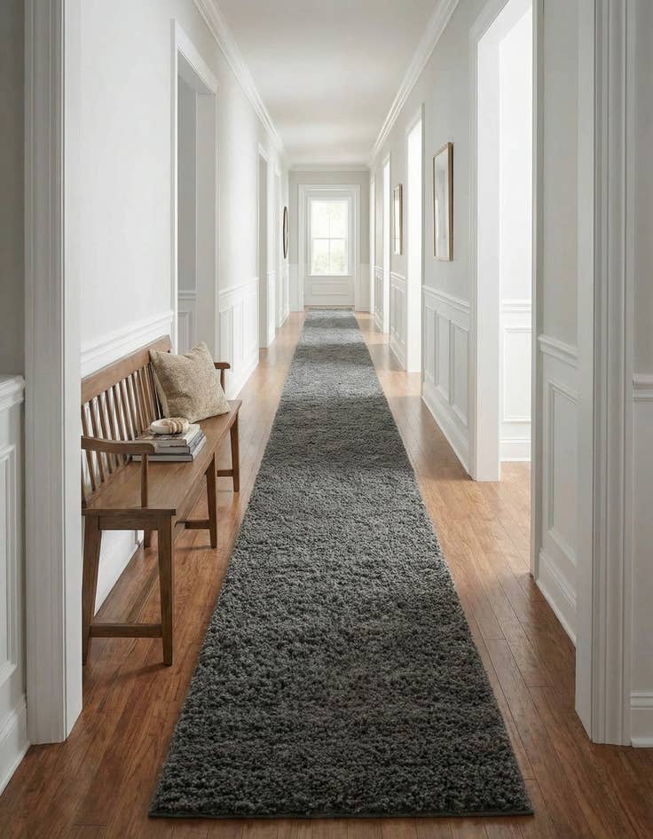 Detail image of 2' 7 x 19' 8 Solid Shag Runner Rug