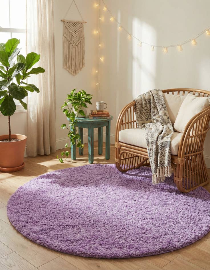 Detail image of 5' 3 x 5' 3 Solid Shag Round Rug