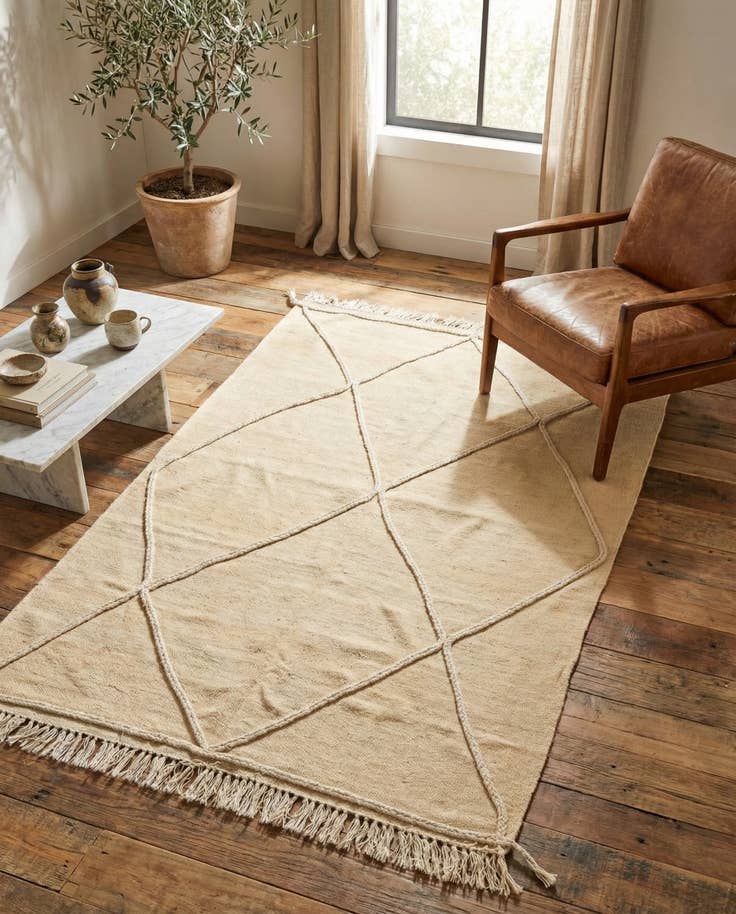 Detail image of 4' 1 x 6' 1 Hand Knotted Moroccan Wool Rug