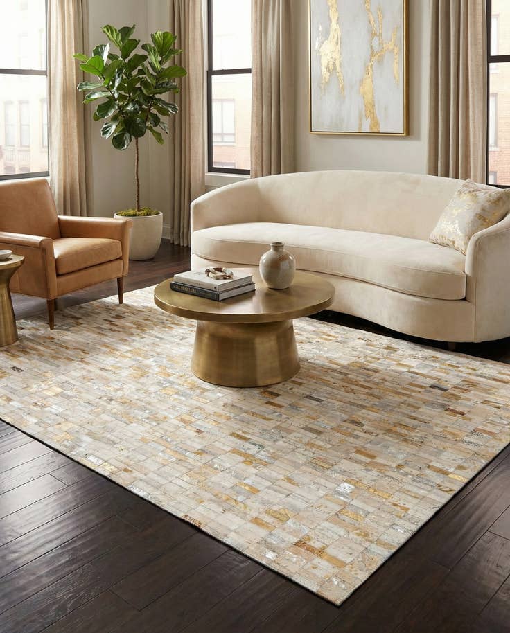 Detail image of 4' 11 x 7' 10 Cowhide Stocks Rug