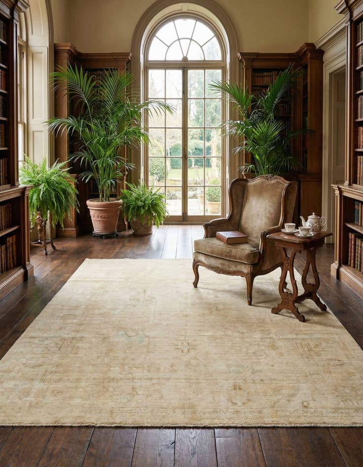 Detail image of 8' 2 x 9' 7 Hand Knotted Oushak Wool Rug