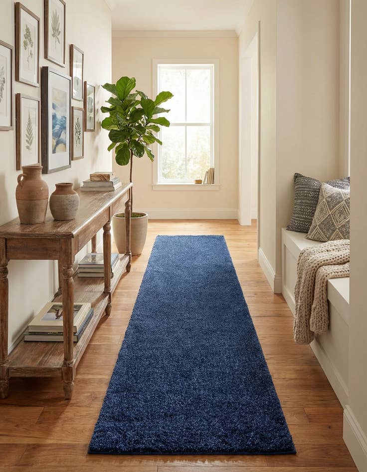 Detail image of 2' 7 x 12' Solid Frieze Runner Rug