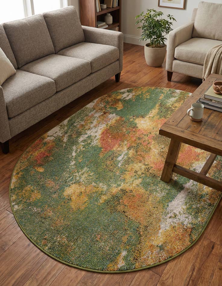 Detail image of 4' 1 x 6' 1  Washable Haerfest Oval Rug