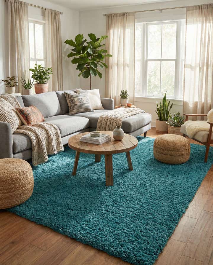 7' 10 x 11' Solid Shag Rug