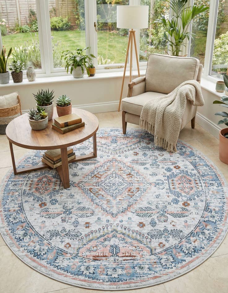 Detail image of 7' 10 x 7' 10 Kamala Washable Round Rug