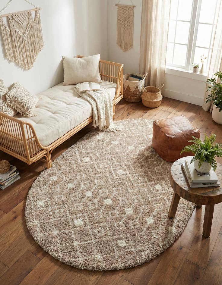 Detail image of  7' 10 x 10' Moroccan Trellis Shag Oval Rug