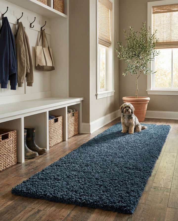 2' x 8' Solid Shag Runner Rug