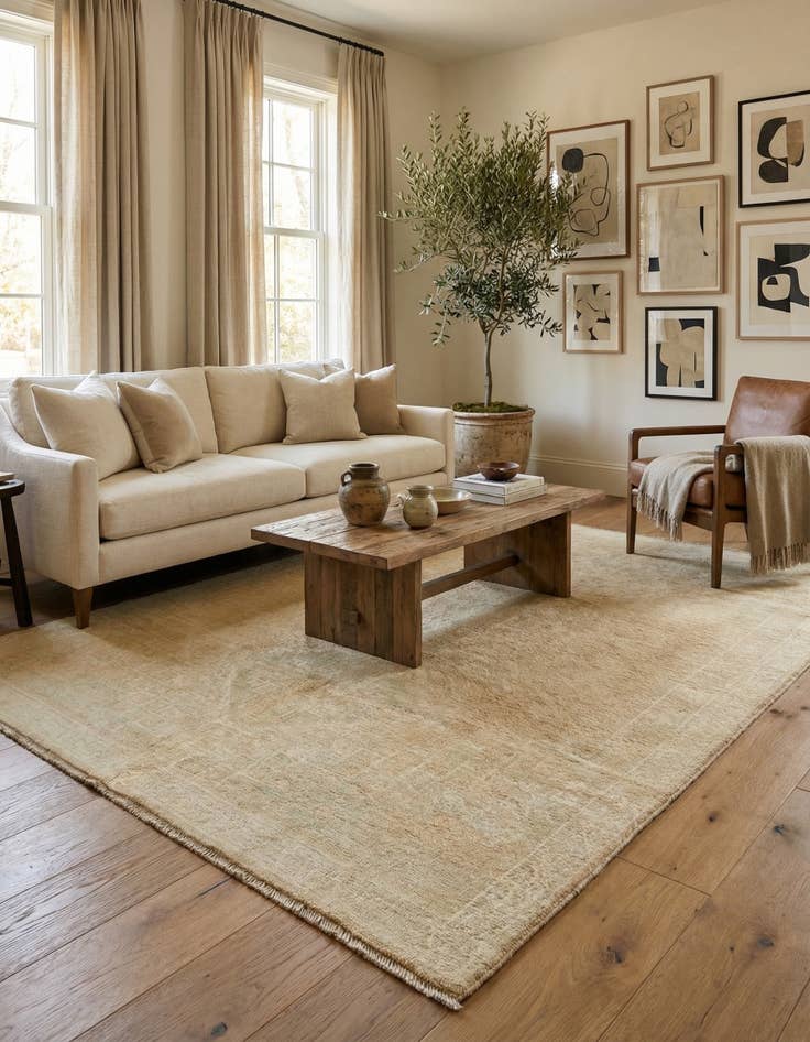 Detail image of 5' 6 x 8' 3 Hand Knotted Oushak Wool Rug