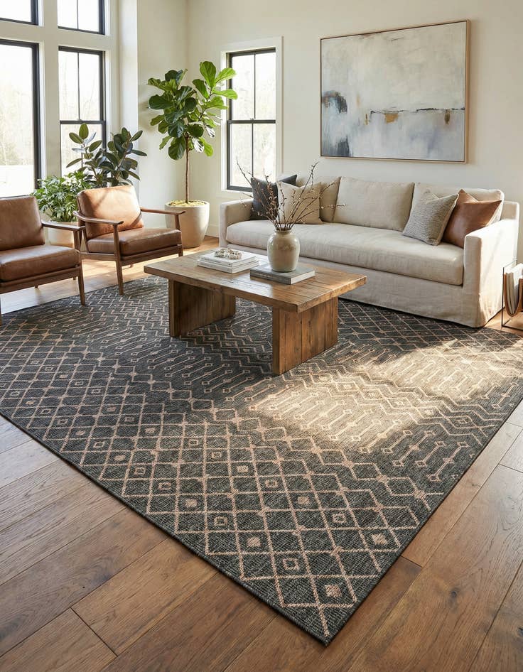 Detail image of 10' x 14'  Washable Trellis Indoor / Outdoor Rug