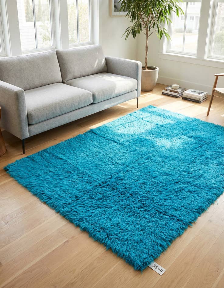 Detail image of 5' 2 x 6' 10 Hand Knotted Moroccan Wool Square Rug