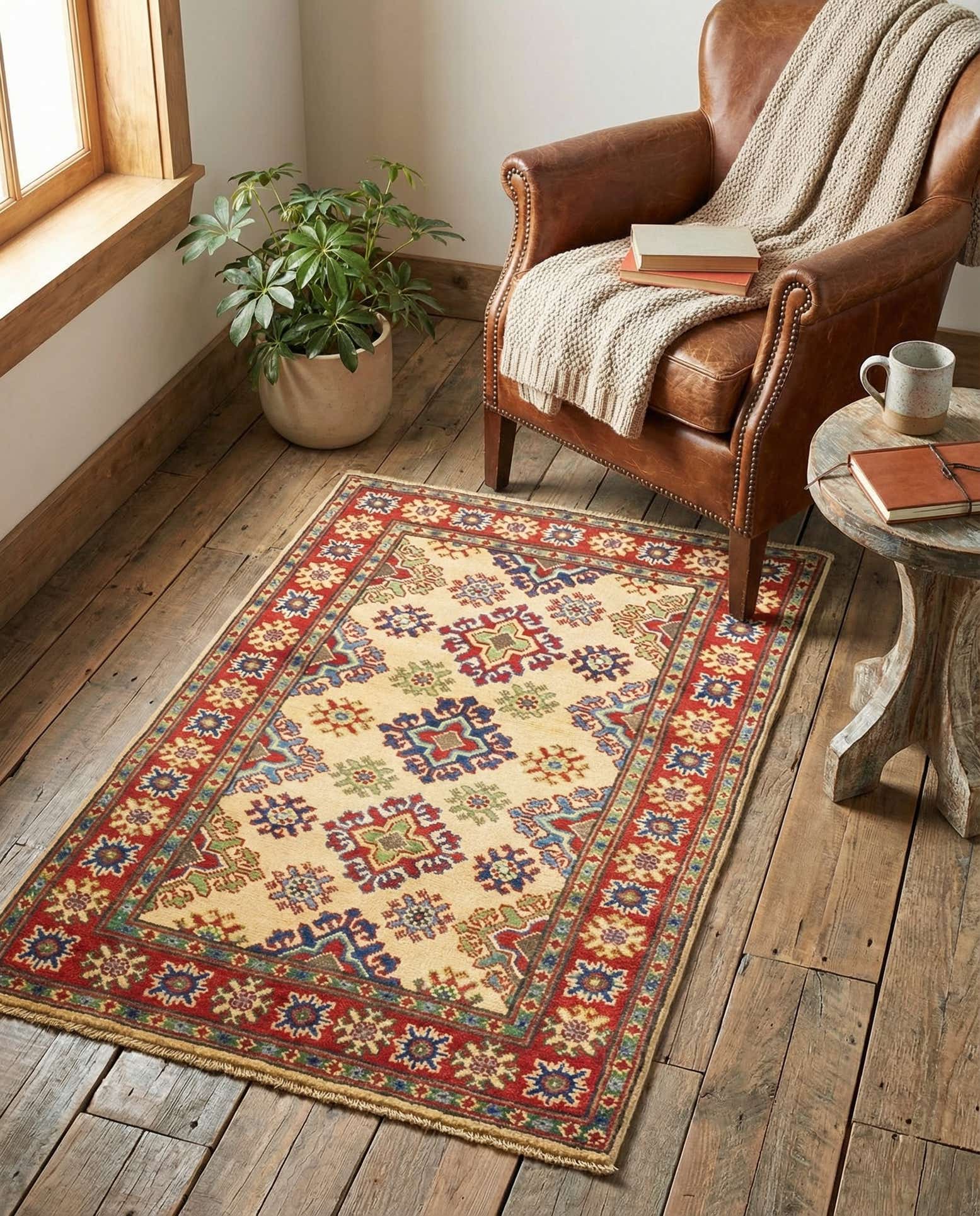 2' 7 x 4' Hand Knotted Kazak Rug