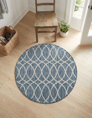 3' x 3' Easy-Clean Lattice Indoor / Outdoor Round Rug