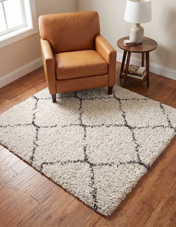 Ivory Moroccan Shag Square Rug