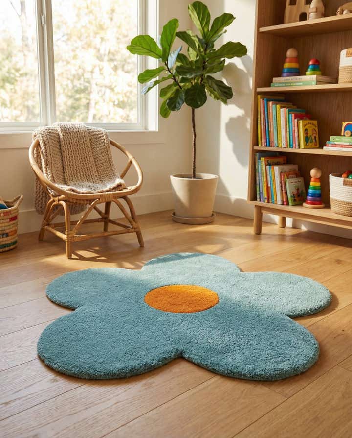 3' 1 x 3' 1 Happy Rugs Funky Flower Wool Round