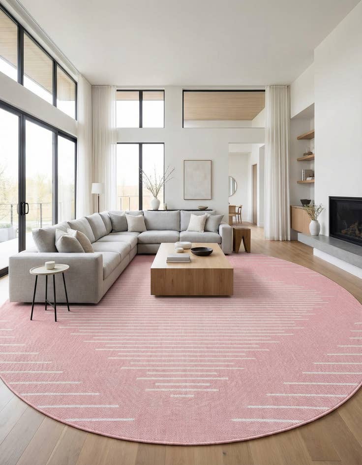 Detail image of 13' x 13'  Washable Modern Indoor / Outdoor Round Rug