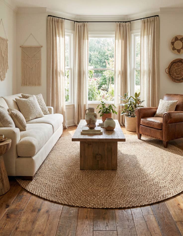 Detail image of 7' 10 x 7' 10 Handmade Tweed Braided Jute Round Rug