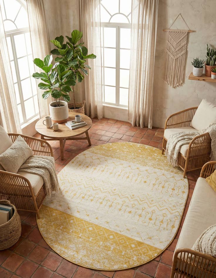 Detail image of 7' 10 x 10' Moroccan Trellis Oval Rug