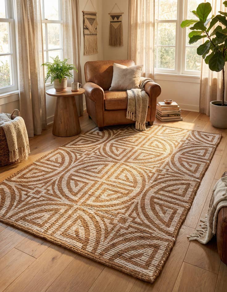 Detail image of 4' 1 x 6' 1  Hand Woven Chenille Jute Rug