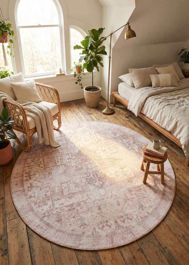7' 6 x 7' 6 Washable Timeless Round Rug