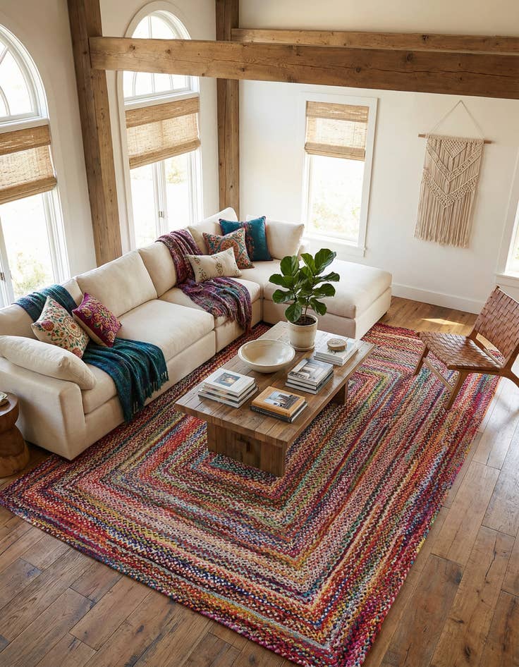 Detail image of 9' x 12' 2 Handmade Braided Chindi Rug