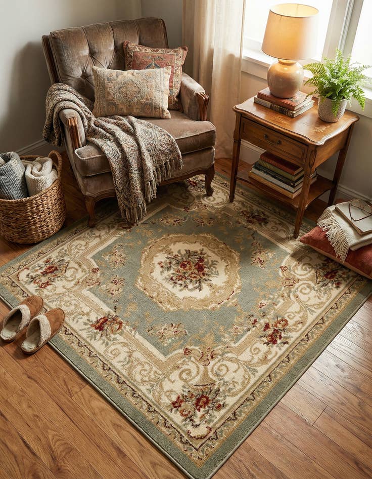 Detail image of 4' x 4' Classic Aubusson Square Rug