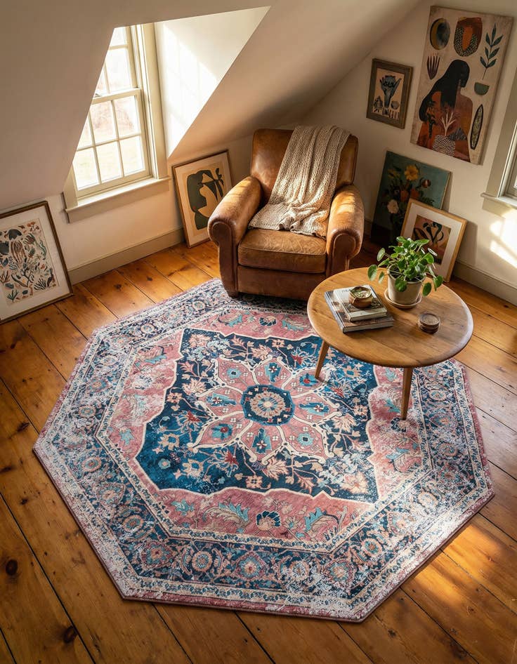 Detail image of 7' 10 x 7' 10  Washable Yara Octagon Rug