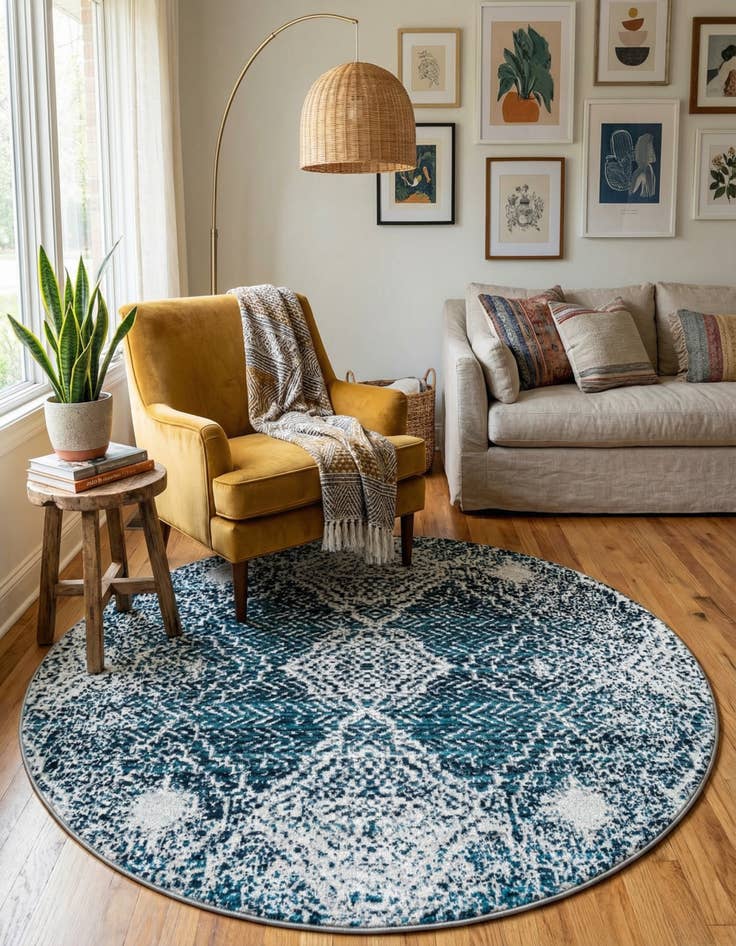 Detail image of 5' 3 x 5' 3 Kamala Washable Round Rug