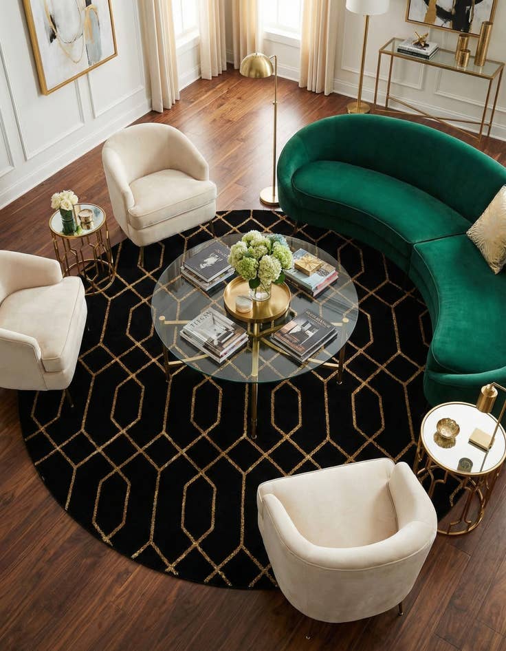 Detail image of  7' 10 x 7' 10  Marilyn Monroe&trade; Glam Trellis Round Rug