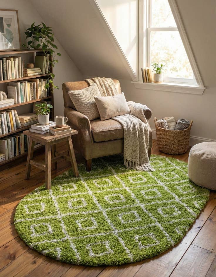 Detail image of 4' x 6' Trellis Shag Oval Rug