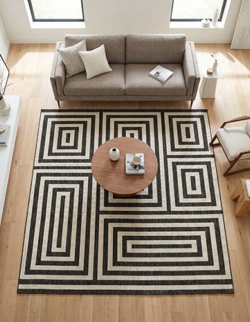 7' 10 x 7' 10 Easy-Clean Modern Indoor / Outdoor Square Rug