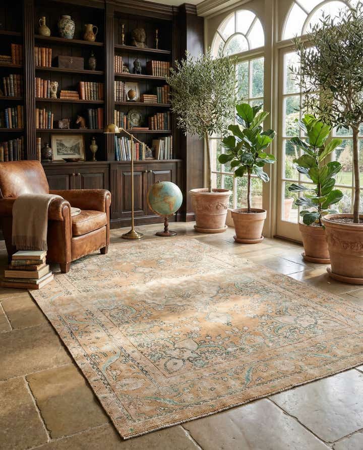 6' 9 x 9' 8 Hand Knotted Ultra Vintage Persian Wool Rug