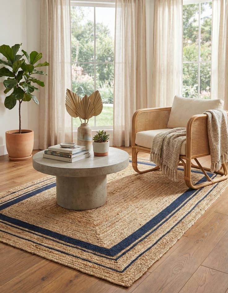 Detail image of 5' 1 x 8' Handmade Braided Jute Rug