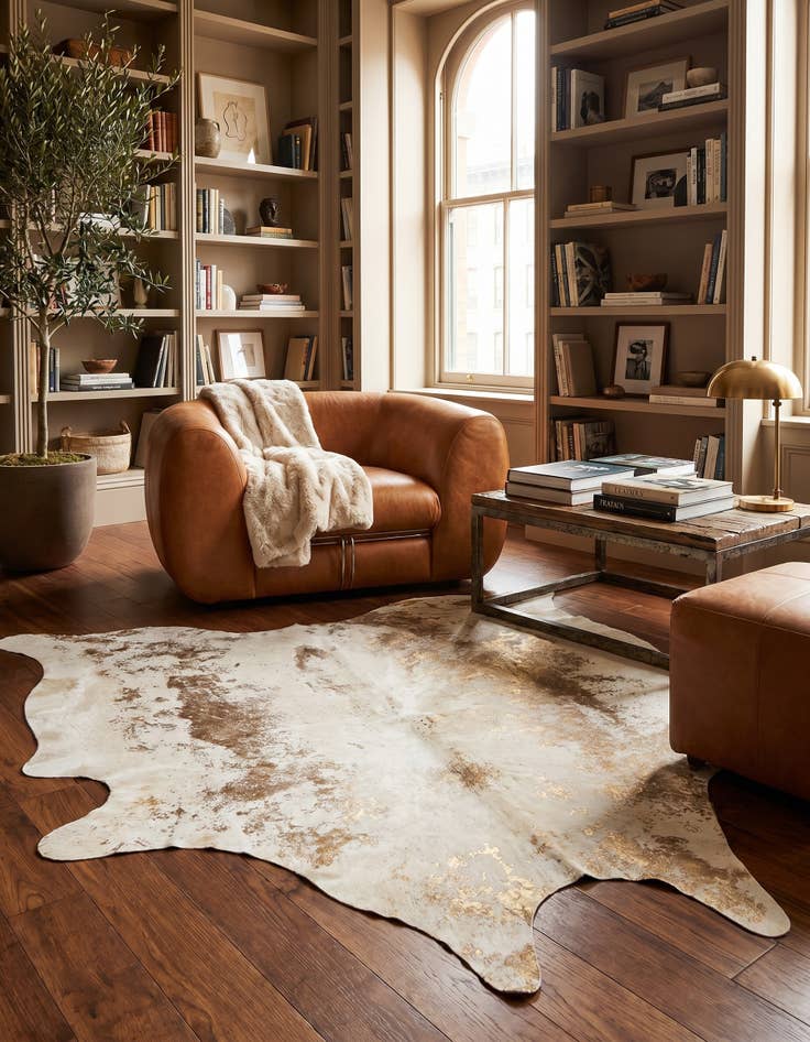 Detail image of 5' 11 x 6' 5 Cowhide Leather Rug