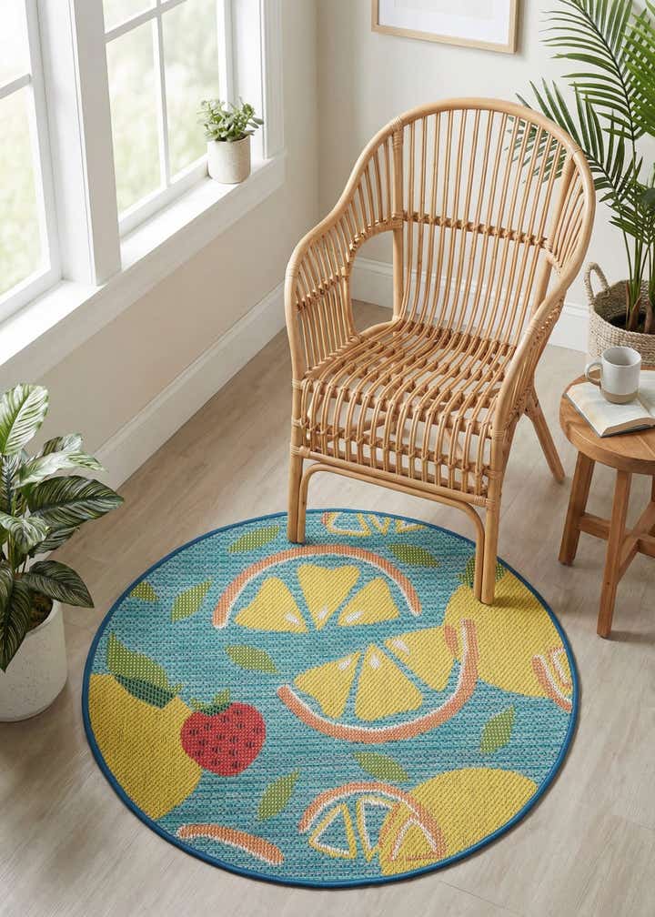 3' 3 x 3' 3 Easy-Clean Baja Indoor / Outdoor Round Rug