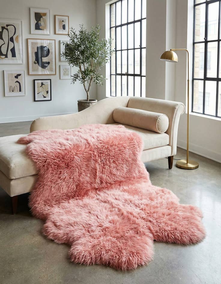 Detail image of 4' 9 x 6' Natural Sheepskin Freeform Rug