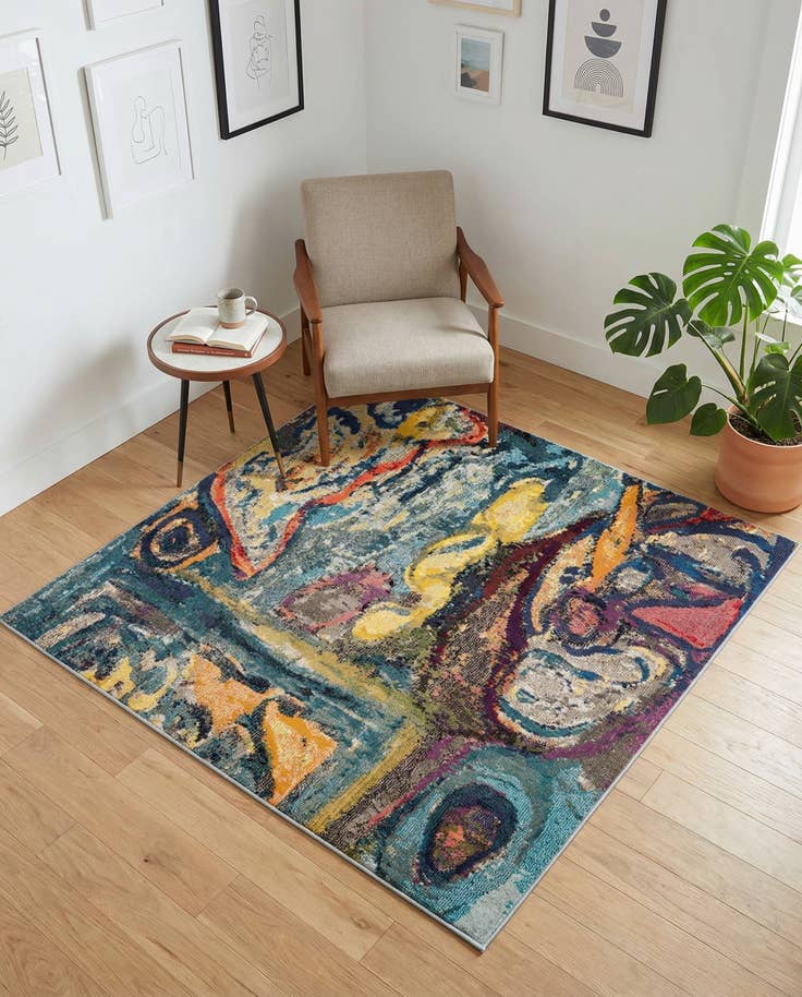 Detail image of 5' 3 x 5' 3 Washable Haerfest Square Rug