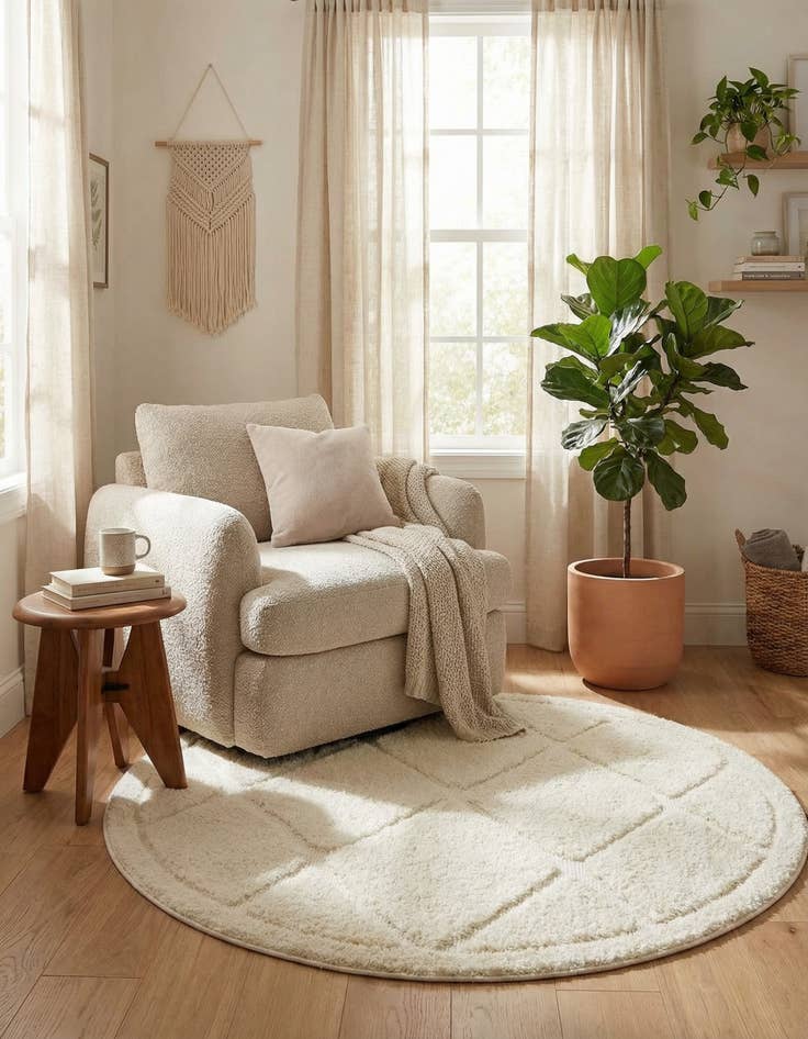 Detail image of 4' x 4' Lattice Shag Round Rug