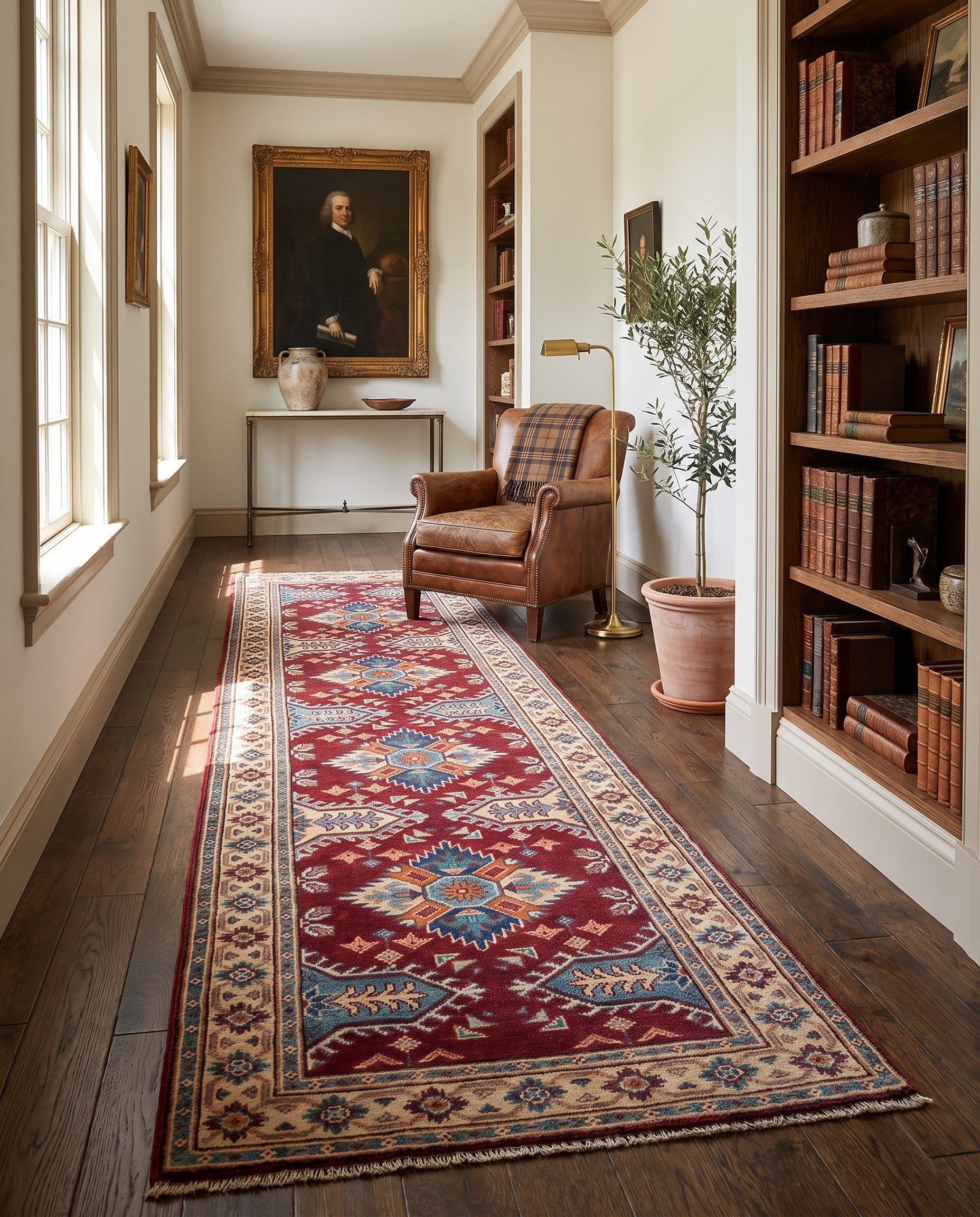 80cm x 305cm Hand Knotted Kazak Runner Rug