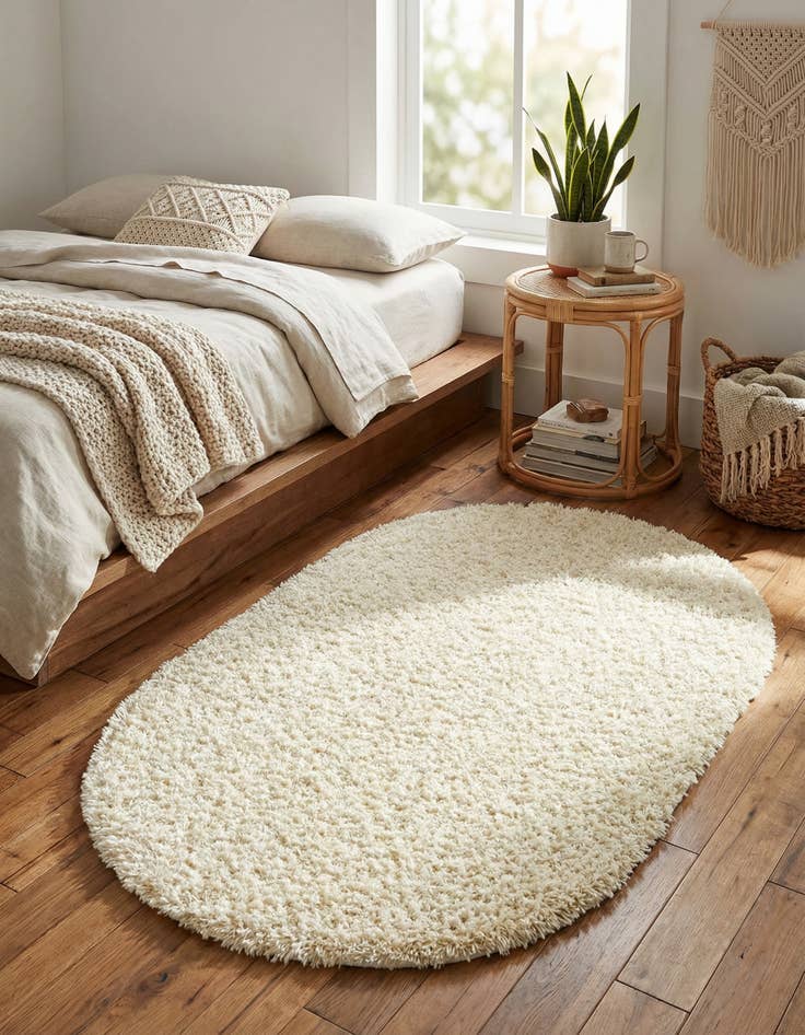 Detail image of 3' x 5' 3 Solid Shag Oval Rug