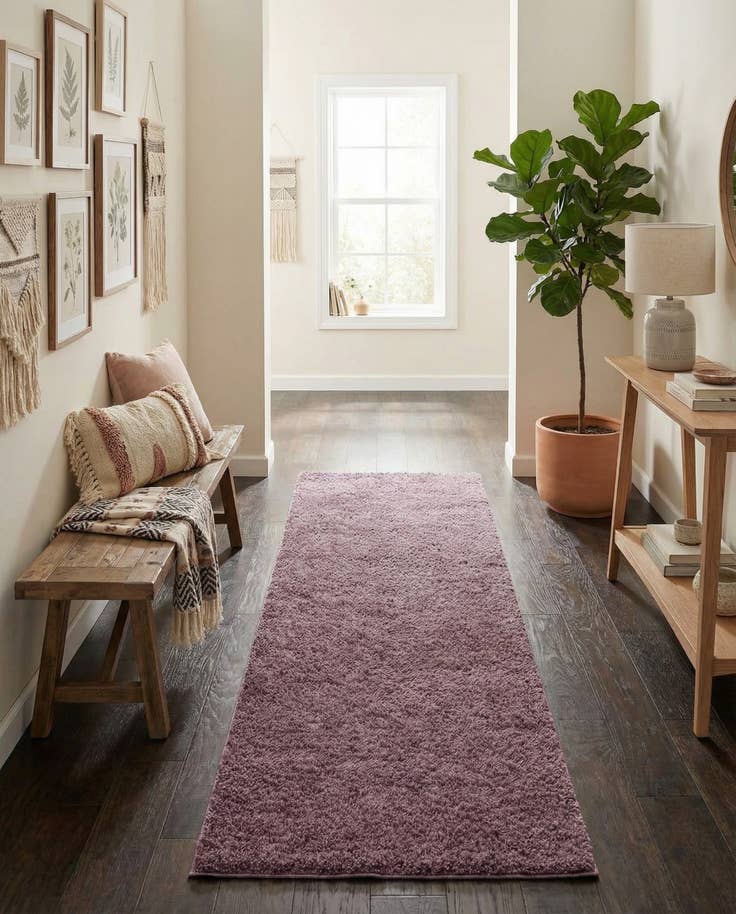 Detail image of 2' x 6' 7 Solid Shag Runner Rug