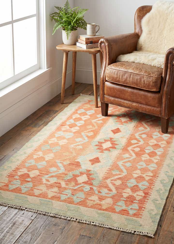 2' 8 x 4' 8 Hand Woven Kilim Waziri Wool Rug