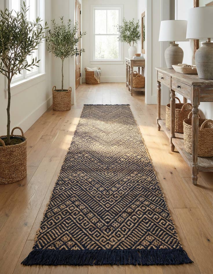 Detail image of 2' x 8'  Hand Braided Jute Runner Rug