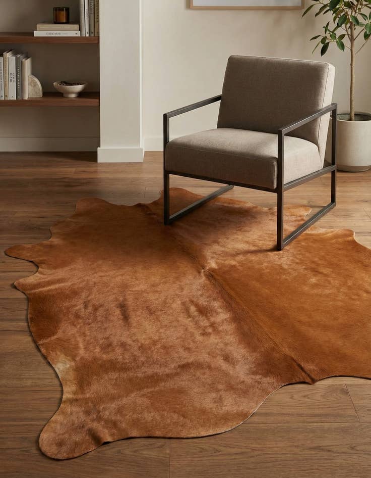 Detail image of 5' 10 x 6' 7 Cowhide Leather Square Rug