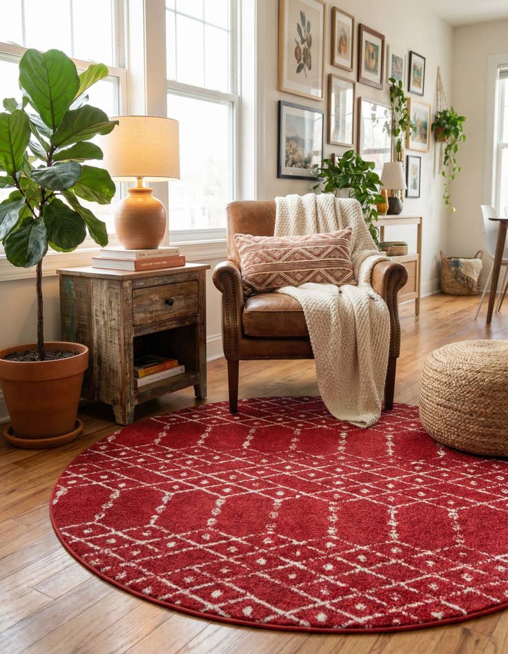 Detail image of 5' 3 x 5' 3 Paxon Trellis Round Rug