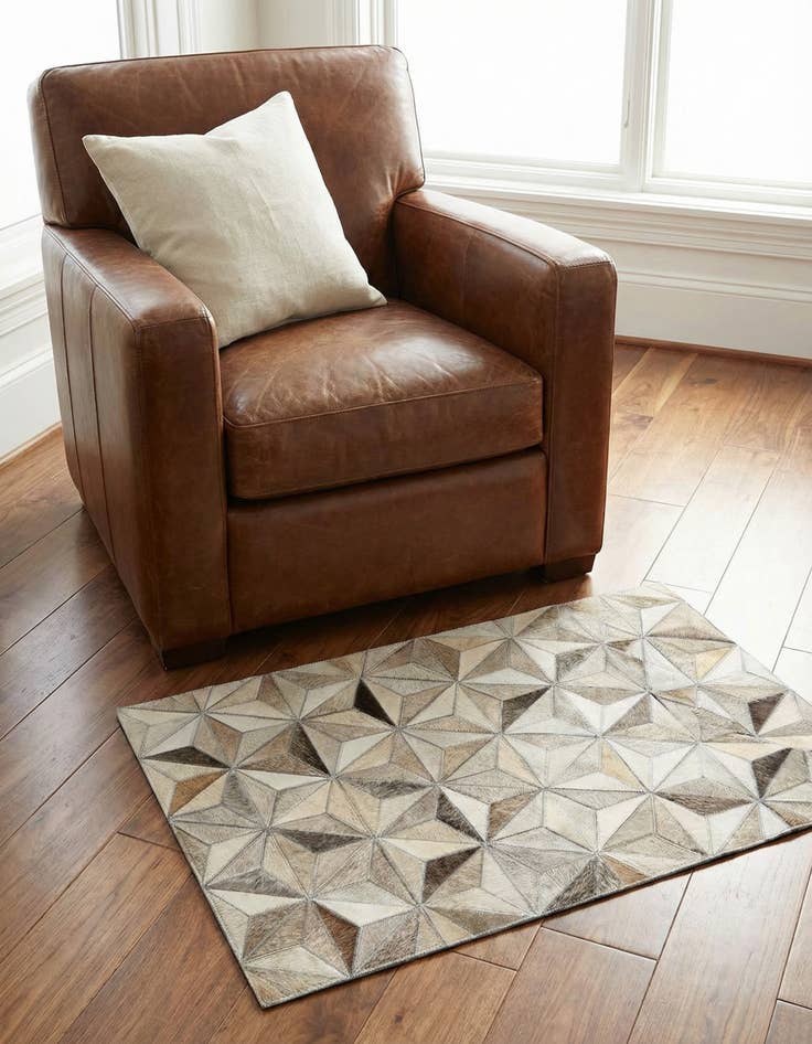 Detail image of 2' 1 x 3' Cowhide Leather Rug