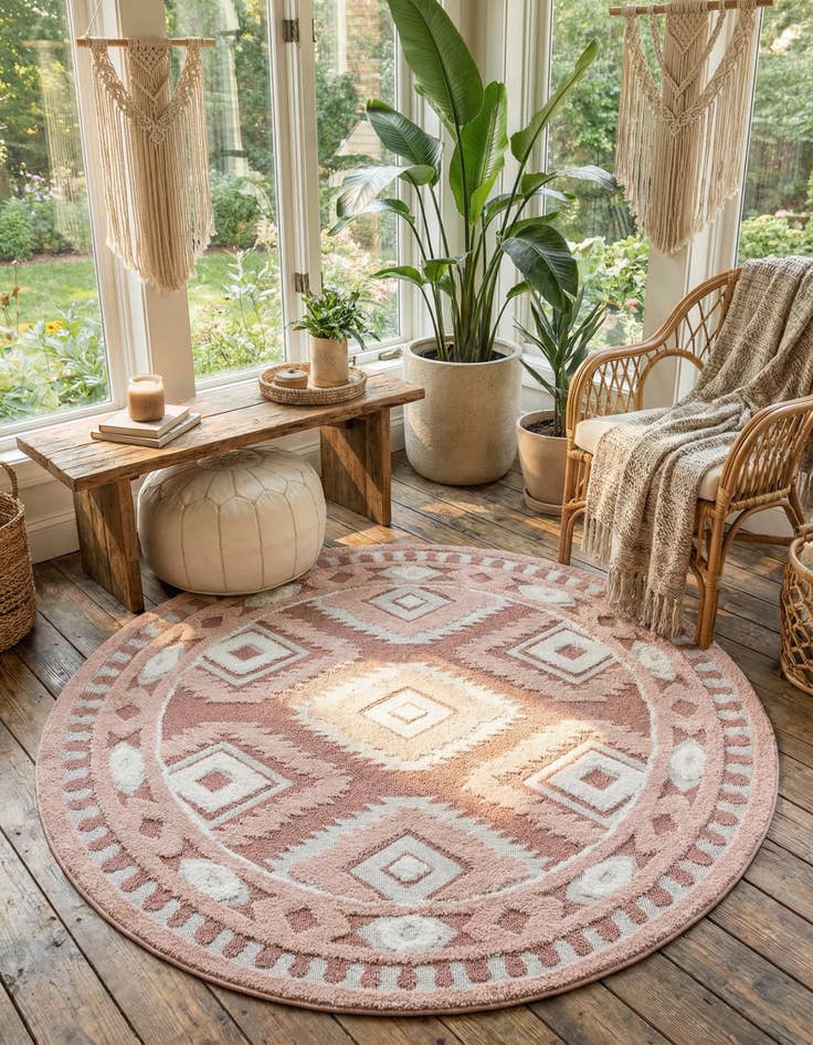 Detail image of 7' 10 x 7' 10 Boho Round Rug