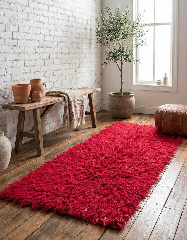 Detail image of 2' 3 x 4' 8 Hand Knotted Moroccan Wool Runner Rug